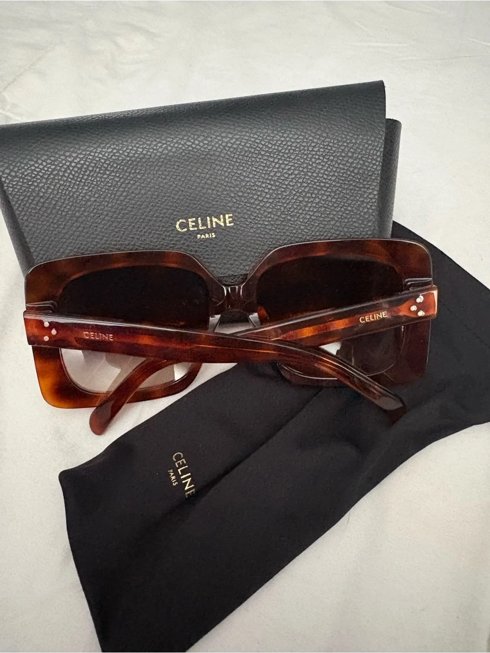 Celine Tortoiseshell Oversized Square Sunglasses with Brown Gradient Lenses